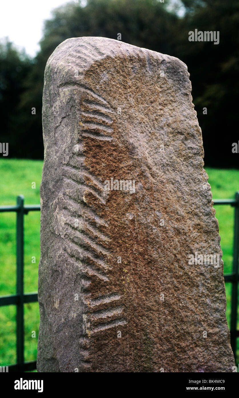 Ogham Stone, Dunloe, County Kerry, Ireland Eire Irish inscribed Ogham  stones History ancient Stock Photo