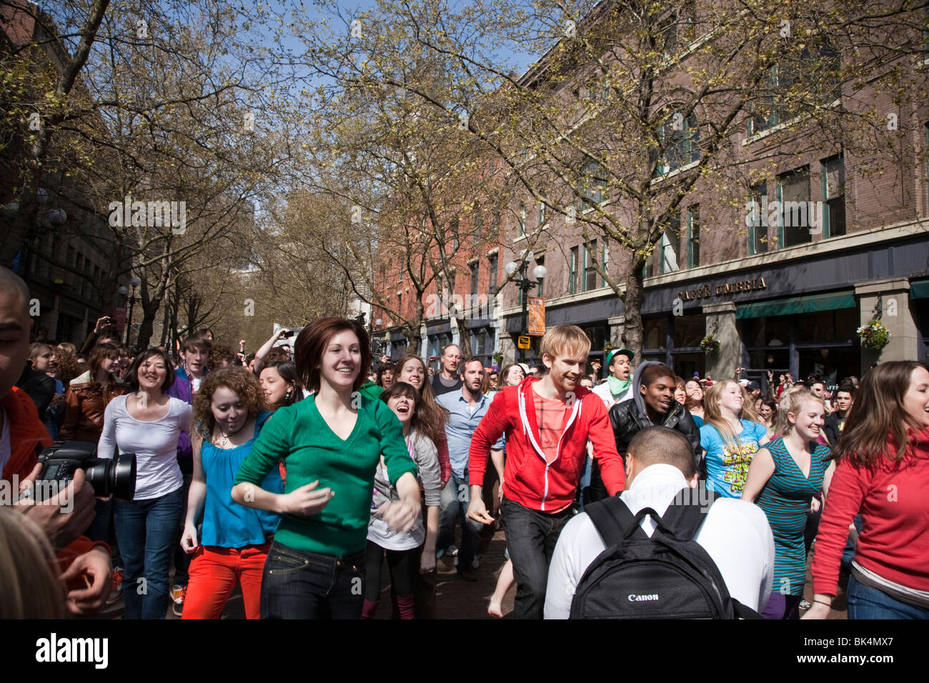 Glee Flash Mob April 10, 2010 - Seattle Washington Stock Photo