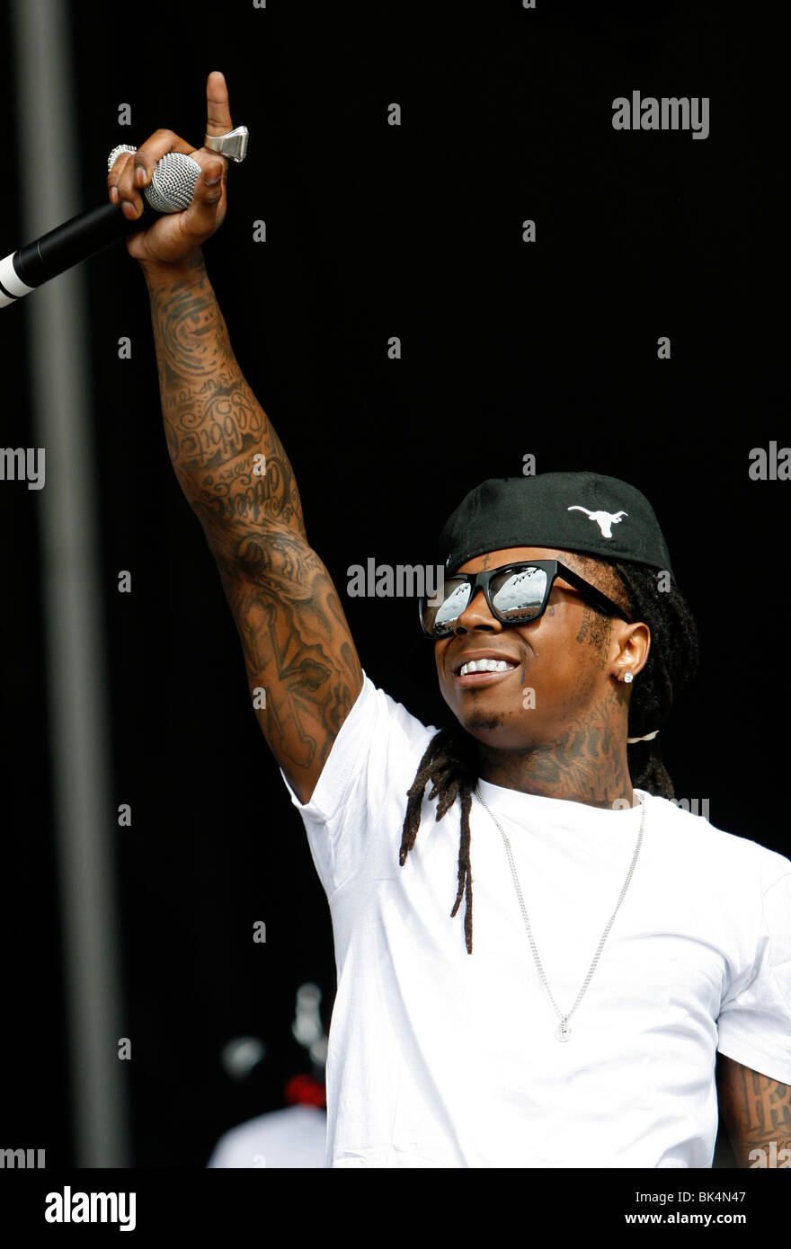 Lil' Wayne performs during a concert. Stock Photo