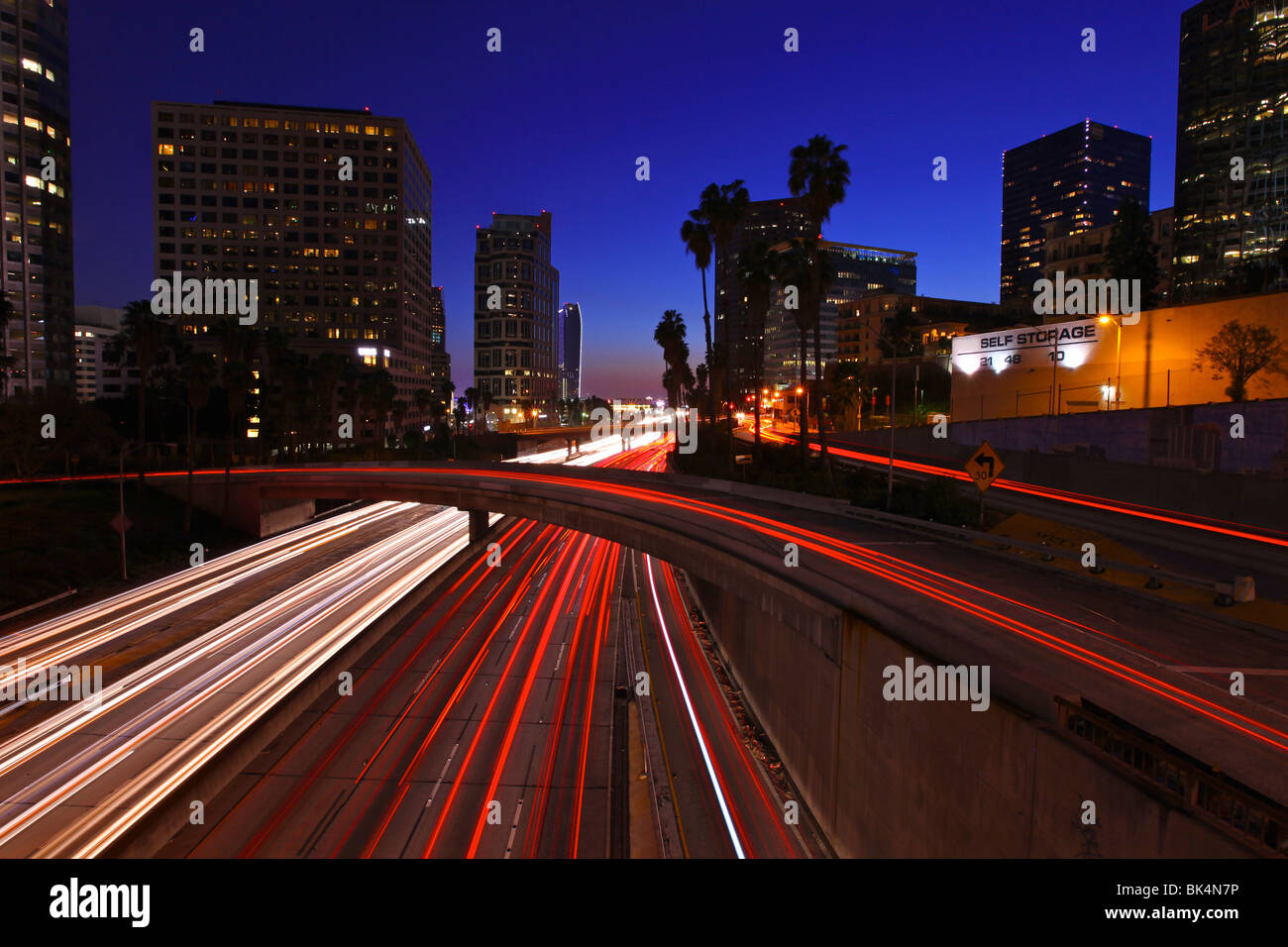 Timelapse Image of Los Angeles Freeway at Night With Stunning Blue Sky Stock Photo Alamy