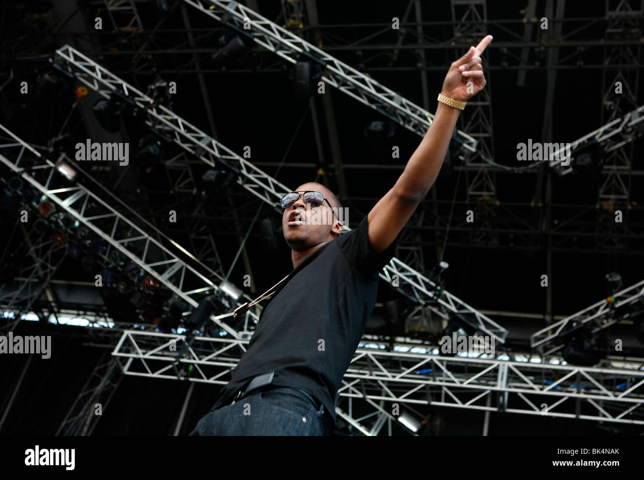 Lupe Fiasco performs during a concert. Stock Photo