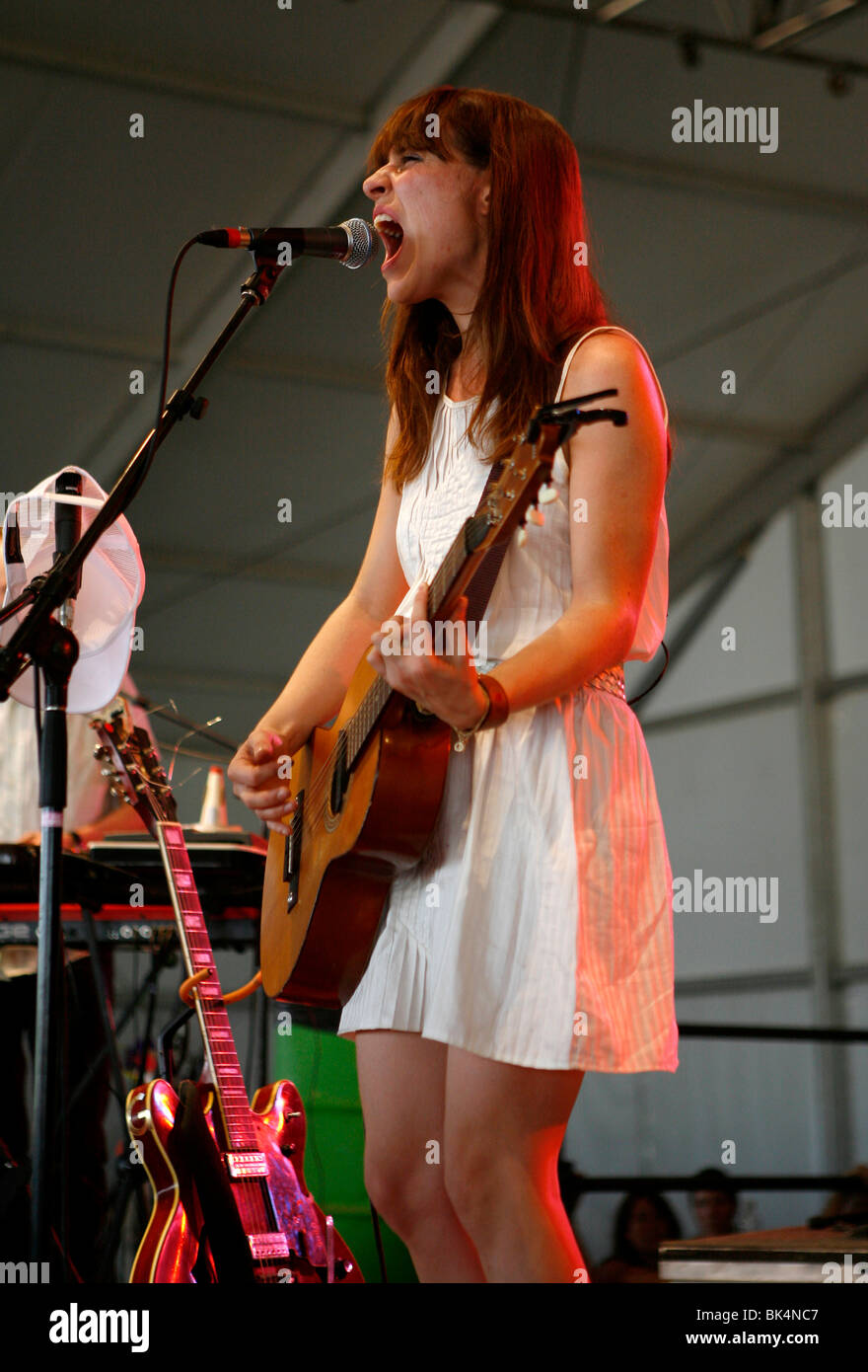 Feist performs during a concert. Stock Photo