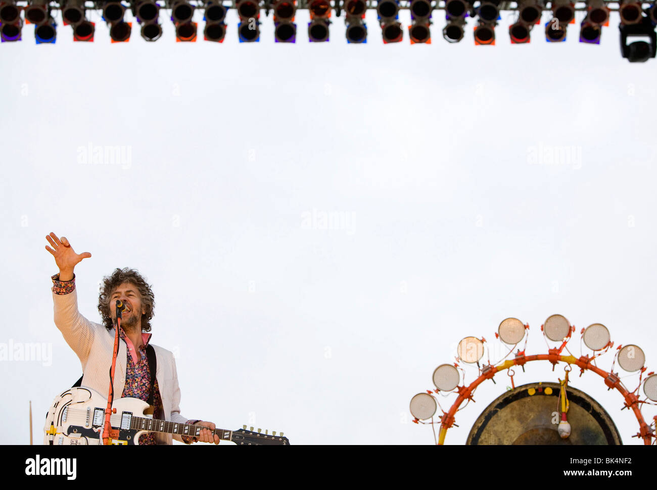 Wayne Coyne of the Flaming Lips performs during a concert. Stock Photo