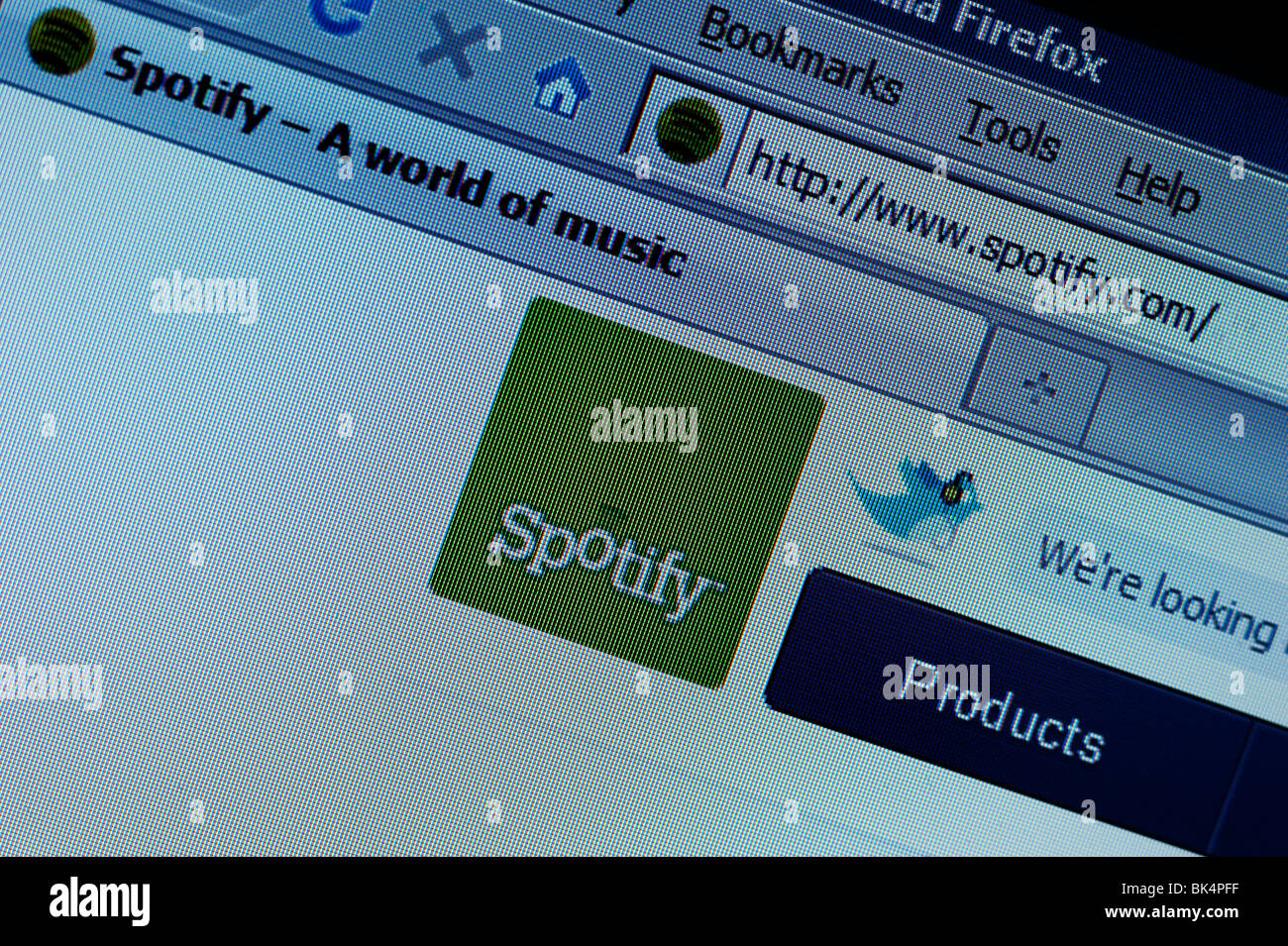 Image of a Spotify web page with the Spotify logo Stock Photo