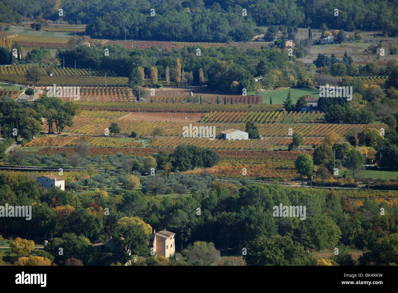 Overhead view of the countryside Provence near the city of Manosque Stock Photo