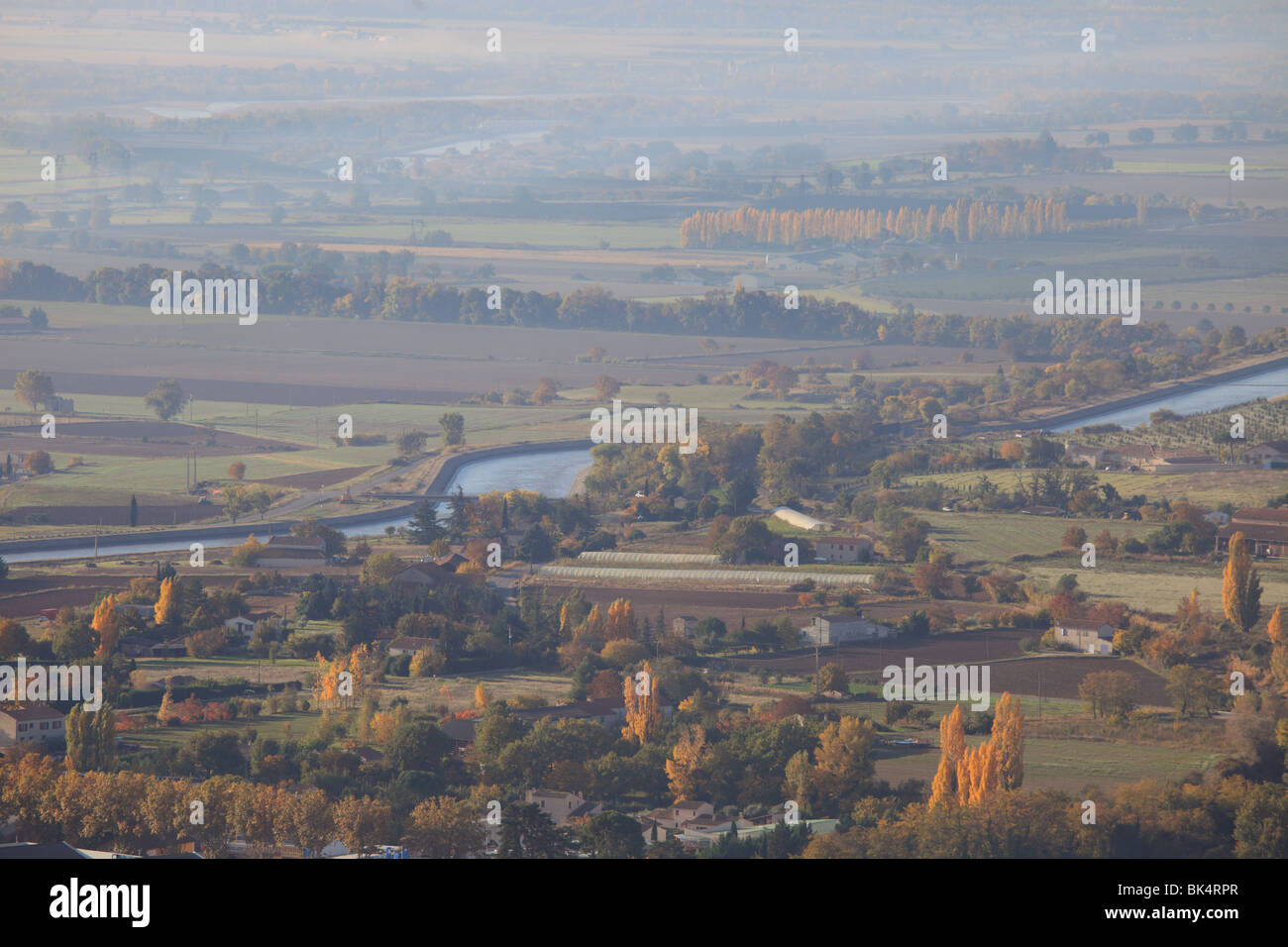 Overhead view of the countryside Provence near the city of Manosque Stock Photo