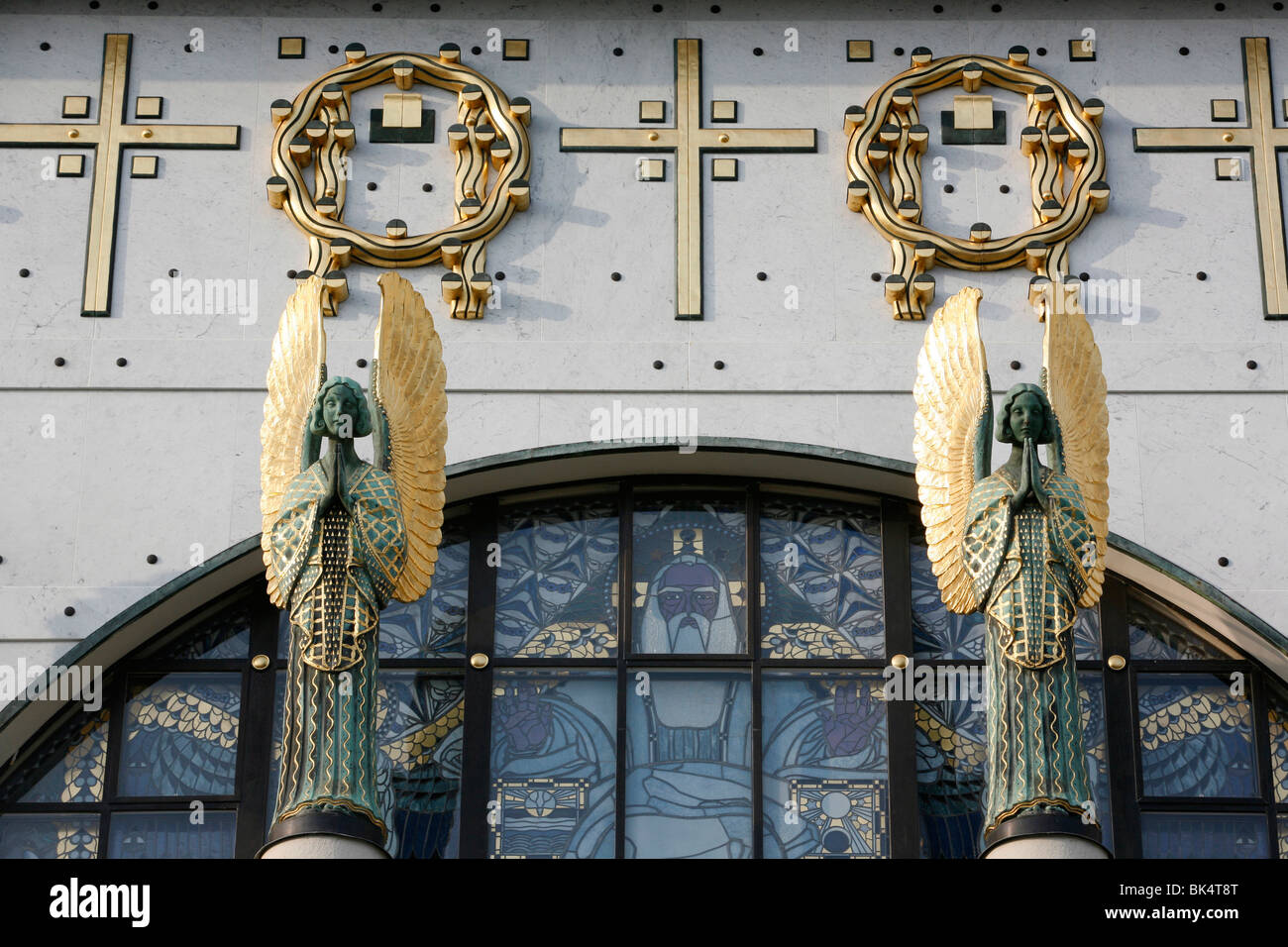 Am Steinhof church angels designed by Othmar Schimtowitz, Vienna, Austria, Europe Stock Photo