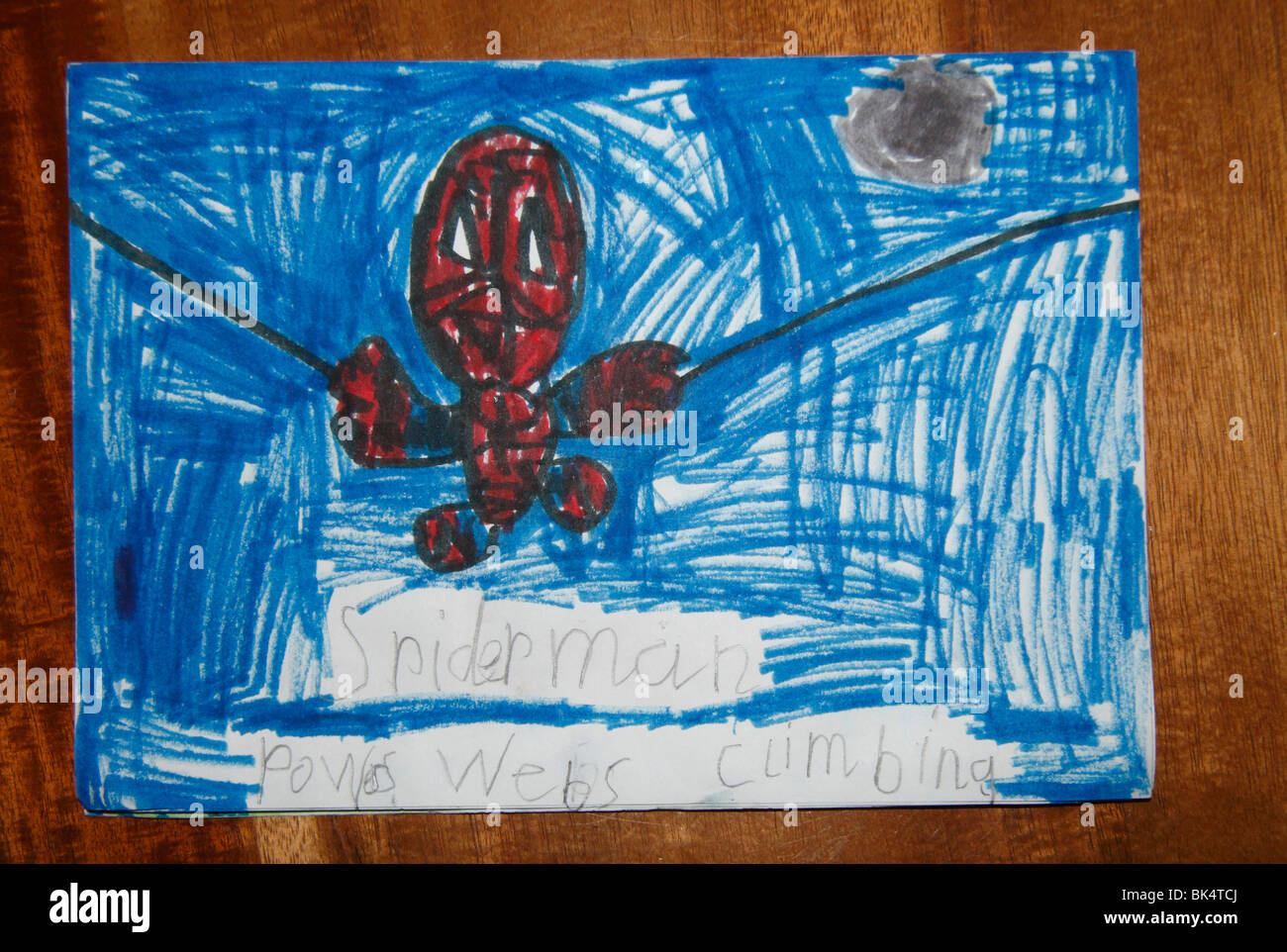 https://c8.alamy.com/comp/BK4TCJ/a-childs-drawing-showing-spiderman-BK4TCJ.jpg