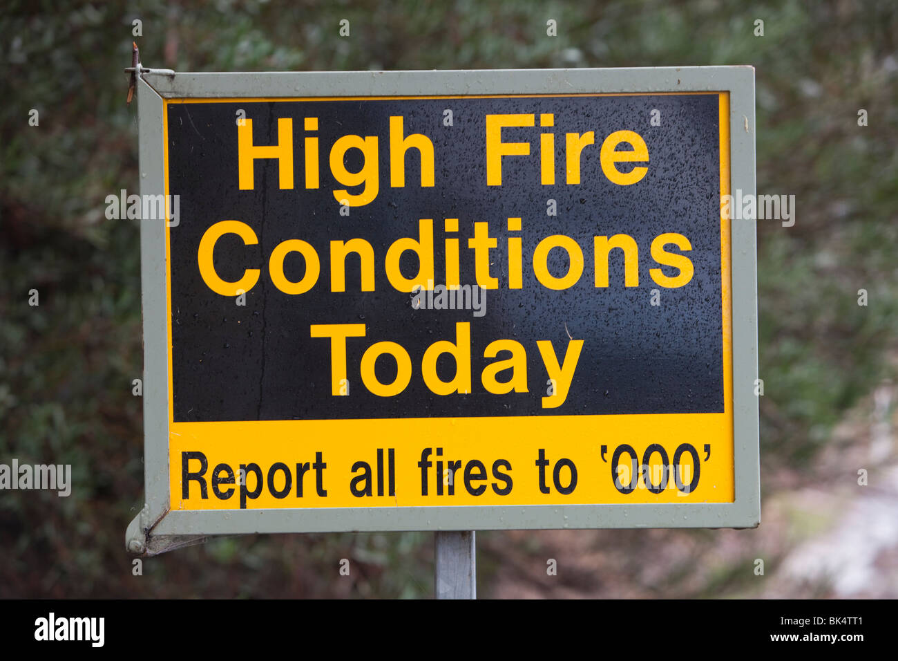 A fire sign in Jindabyne in the Snowy Mountains, Australia Stock Photo