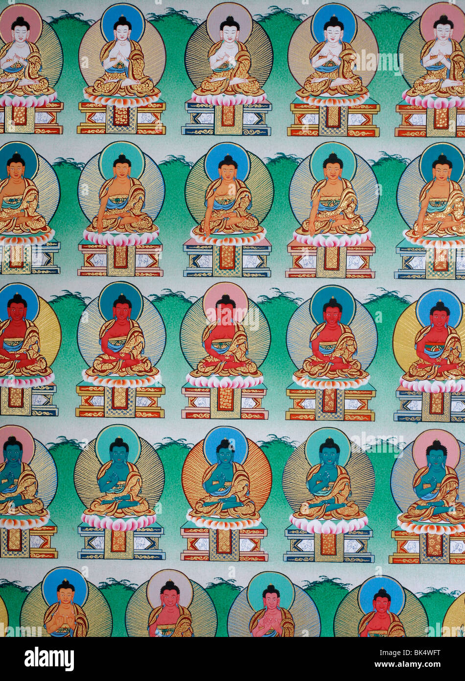 Painting Of Buddhas Kopan Monastery Kathmandu Nepal Asia Stock painting-of-buddhas-kopan-monastery-kathmandu-nepal-asia-stock