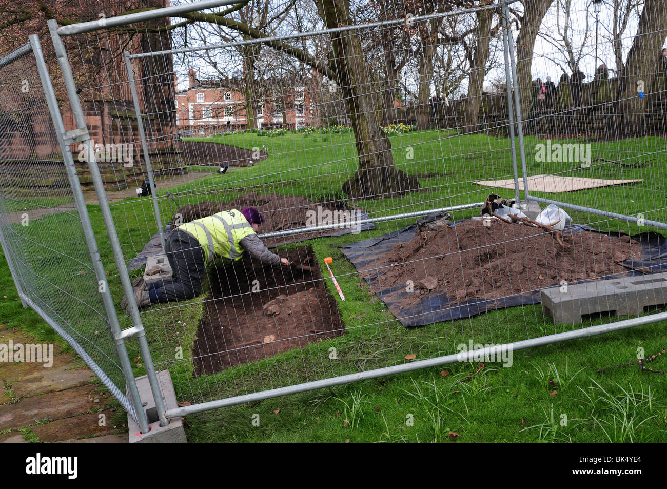 Archaeological Dig at Chester Cathedral Cheshire England UK GB Stock Photo