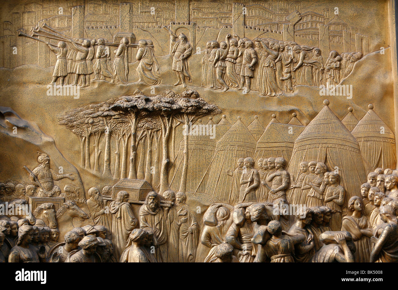 Depiction of the Walls of Jericho, Gates of Paradise, bronze doors of