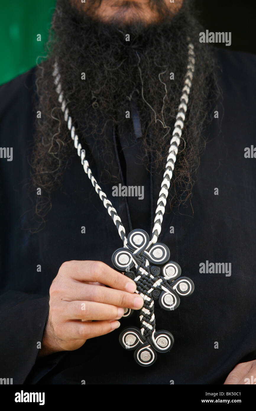 Egyptian Orthodox Coptic priest, Jerusalem, Israel, Middle East Stock Photo
