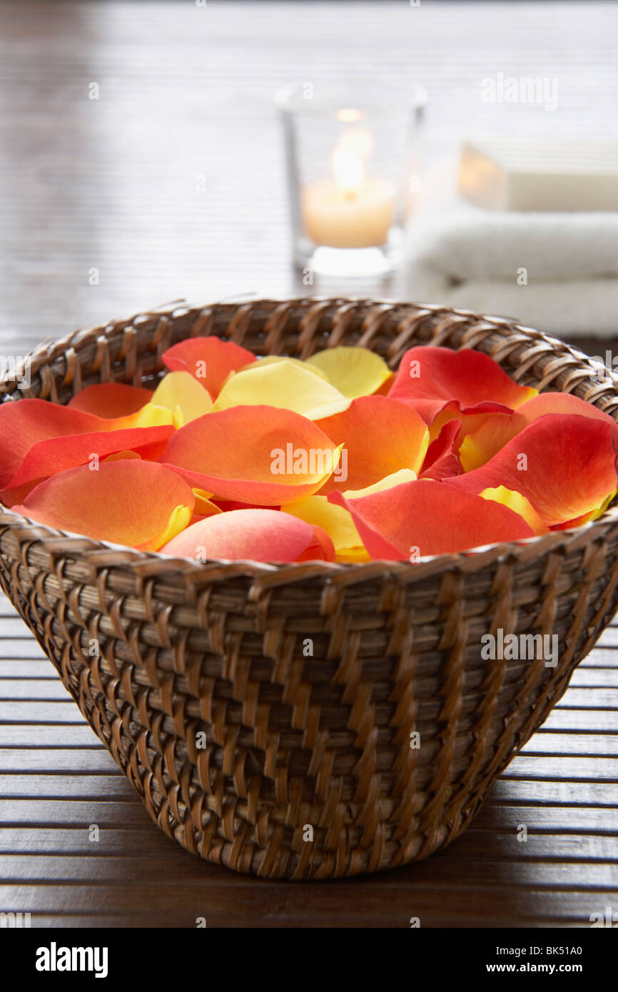 Basket of Flower Petals Stock Photo Alamy