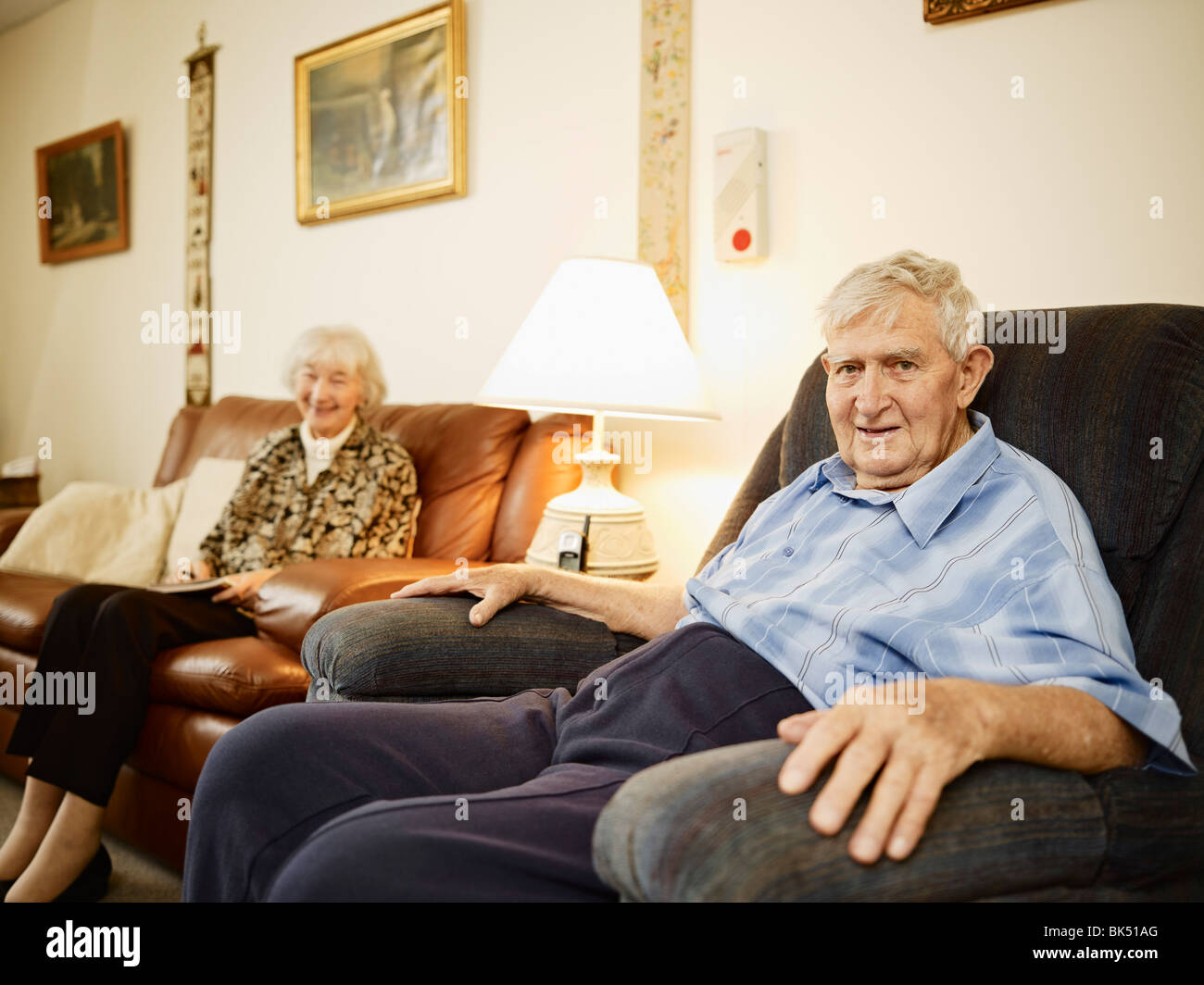 Elderly Couple in Retirement Home Stock Photo