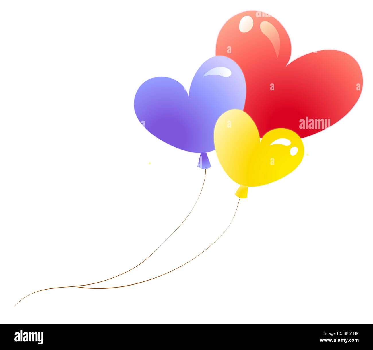 three color heart shaped balloon on a white background Stock Photo - Alamy