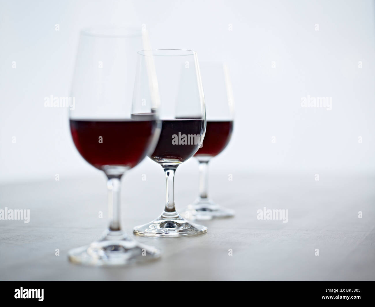 Still Life of Three Glasses of Red Wine Stock Photo Alamy