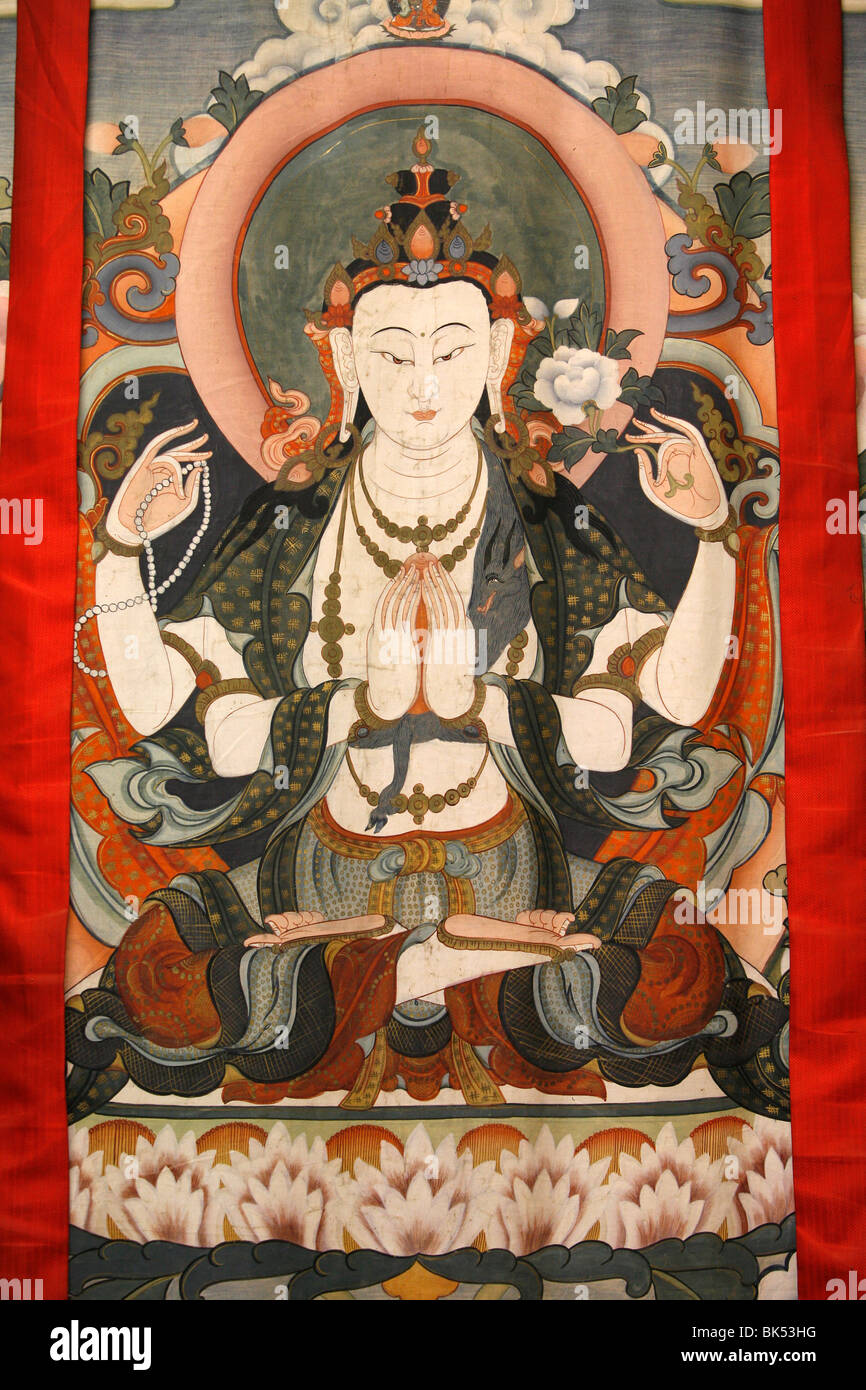 Tchenrezig thangka at Vajradhara-Ling, Aubry-le-Panthou, Orne, France ...