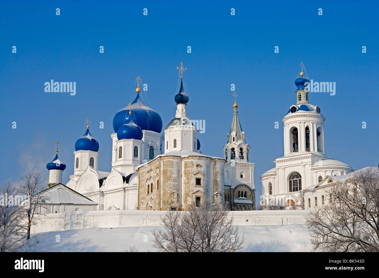 Russia,Golden Ring,Bogoliubovo,Monastery buildings,Orthodox church,Winter,snow Stock Photo
