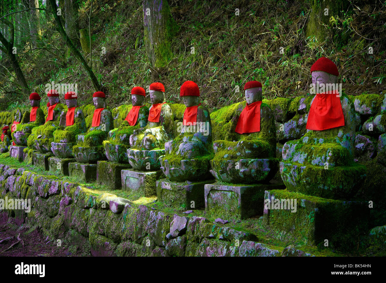 Buddha Statues, Nikko National Park, Kanto Region, Honshu, Japan Stock Photo