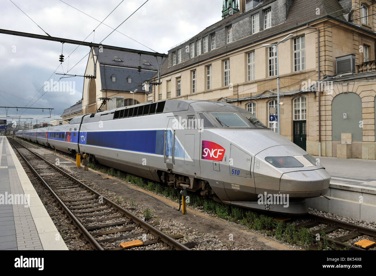 SNCF TGV 545 Duplex train at Luxembourg Central Station, Luxembourg. Stock Photo