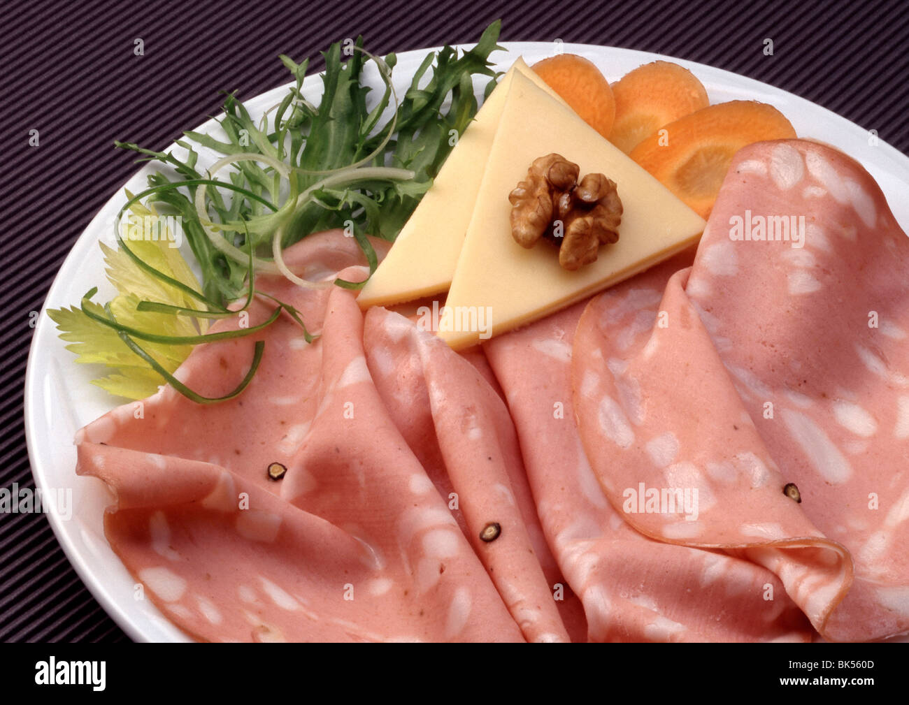 Mortadella,cheese and salad Stock Photo Alamy