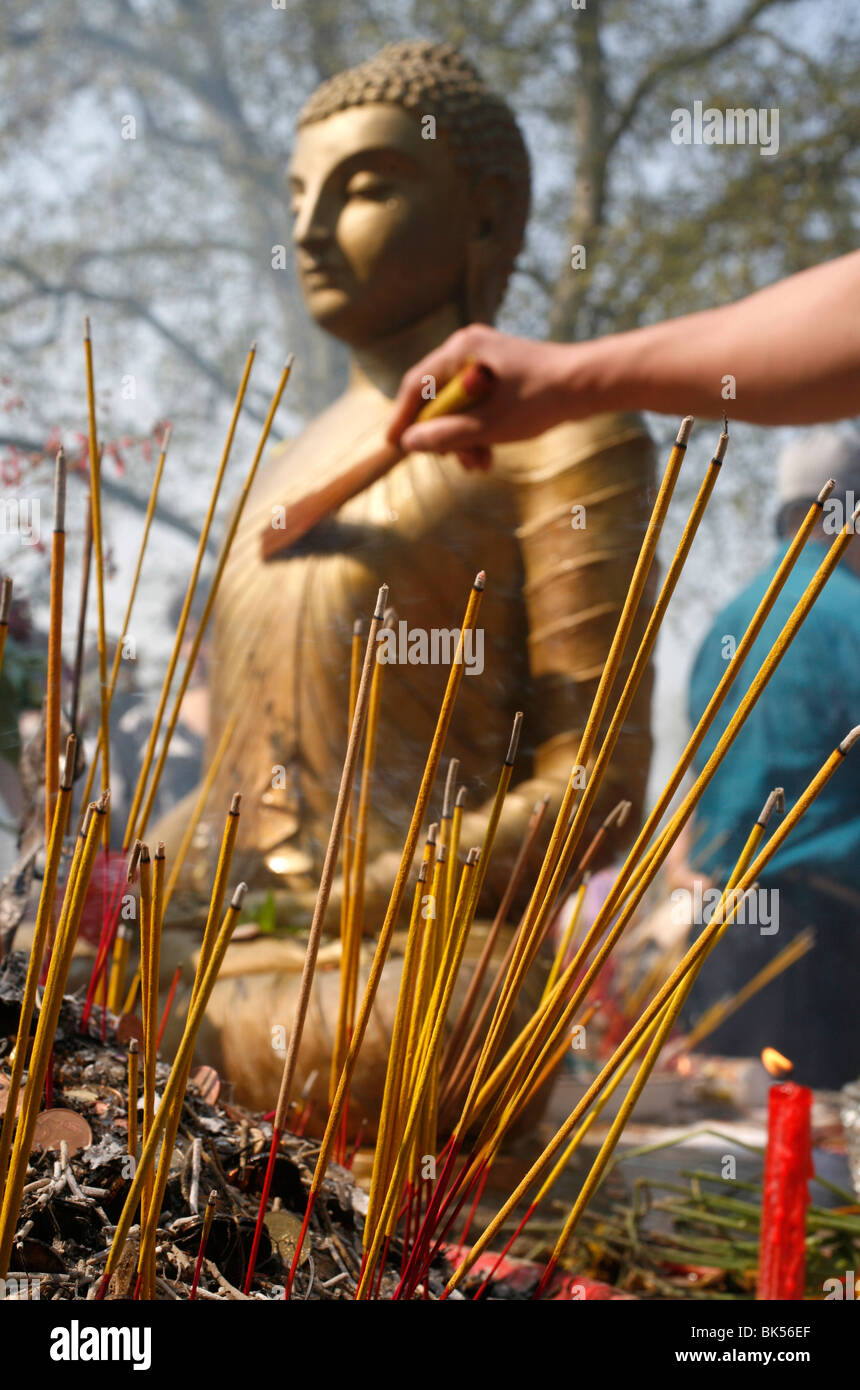 Buddhist ceremony at the Vincennes Buddhist Pagoda, Paris, France, Europe Stock Photo