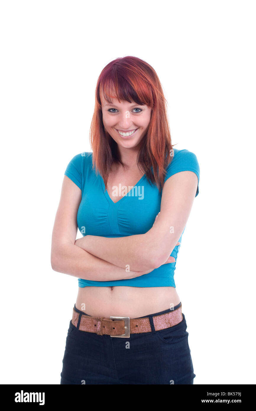 portrait of a pretty, young woman, smiling - isolated on white Stock ...