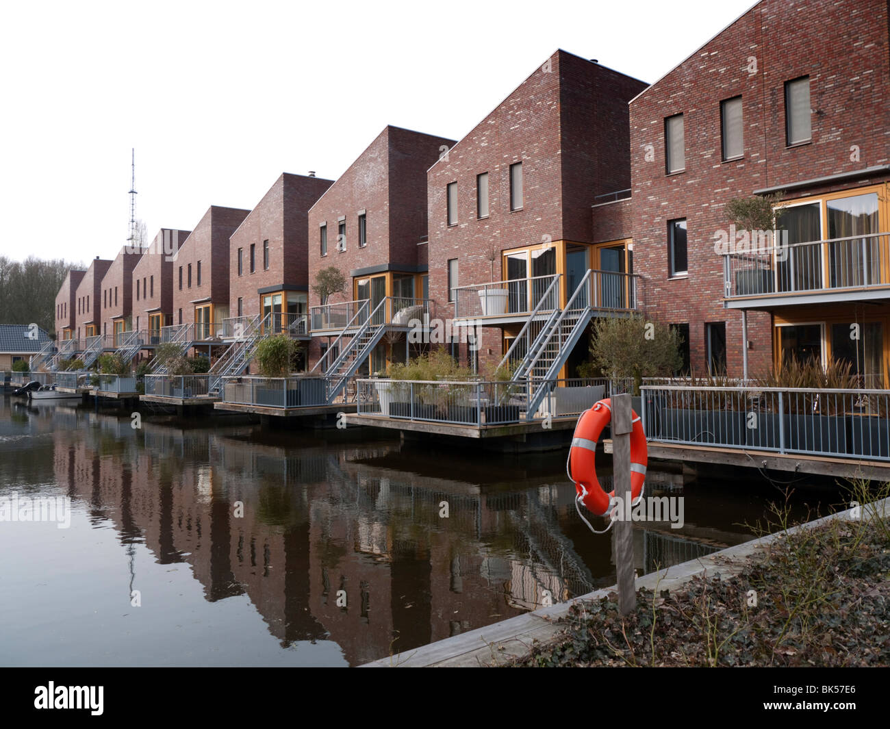 Modern residential housing in city of Leiden in the Netherlands Stock