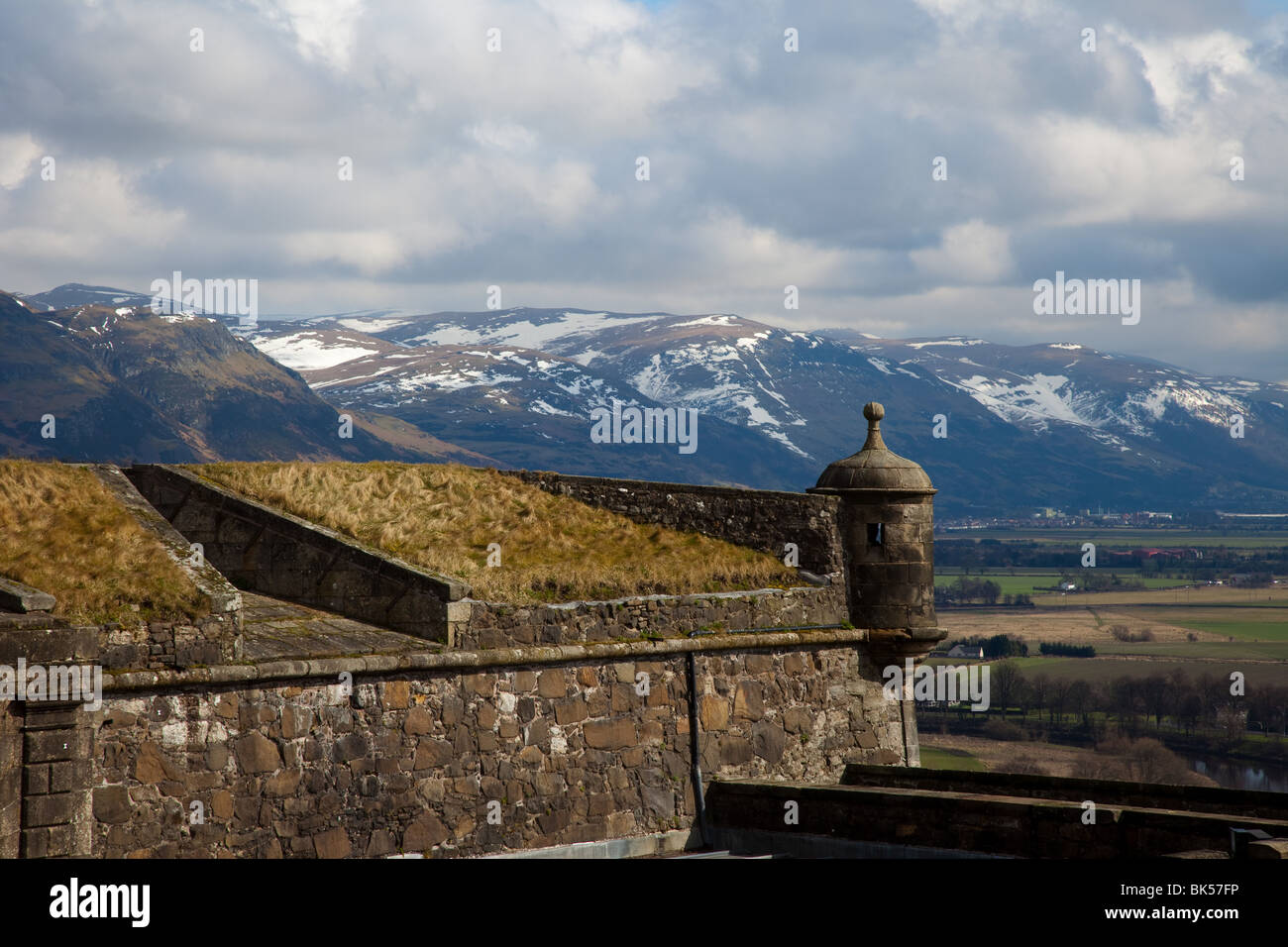 Ochil Hills and Sentry Post at Stirling Castle, Scotland, UK Stock Photo