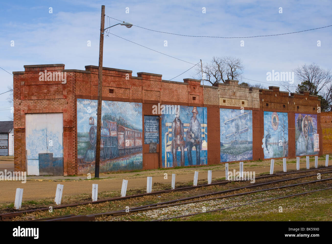 Murals in Tutwiler Mississippi chronicles town's role in blues music Stock Photo