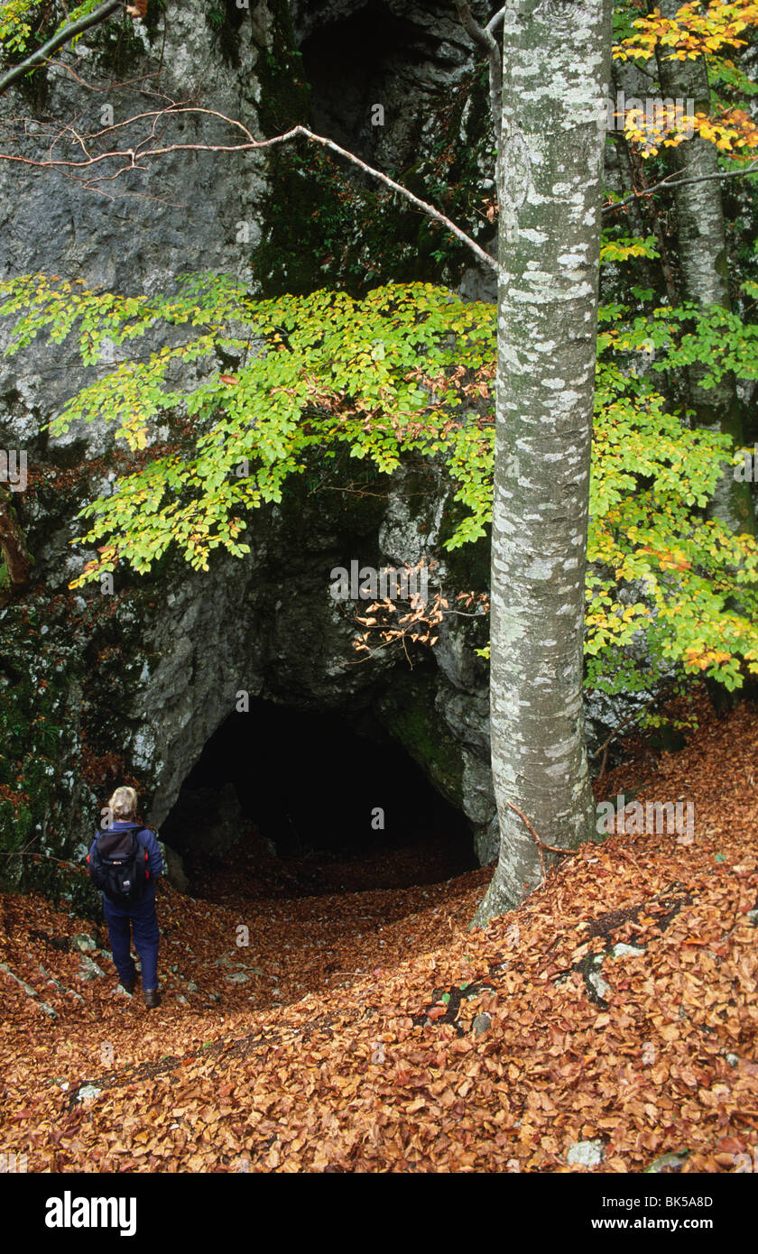 The upper entrance to Pokljuska Luknja in Pokljuska Soteska, near Bled, Gorenjska, Slovenia. Stock Photo