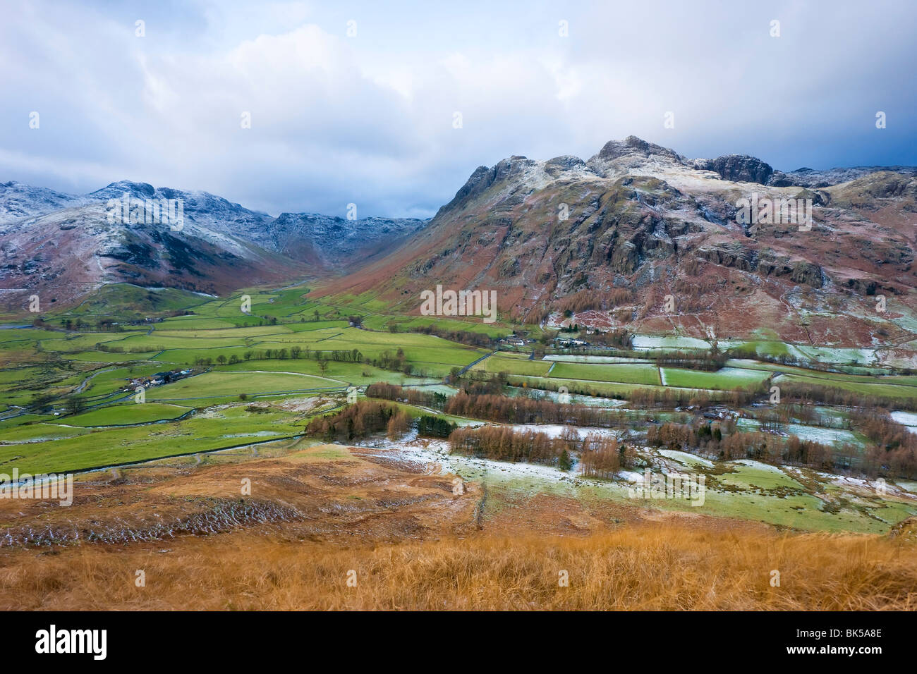 Langdale Pikes from Side Pike, Lake District National Park, Cumbria, England, United Kingdom, Europe Stock Photo