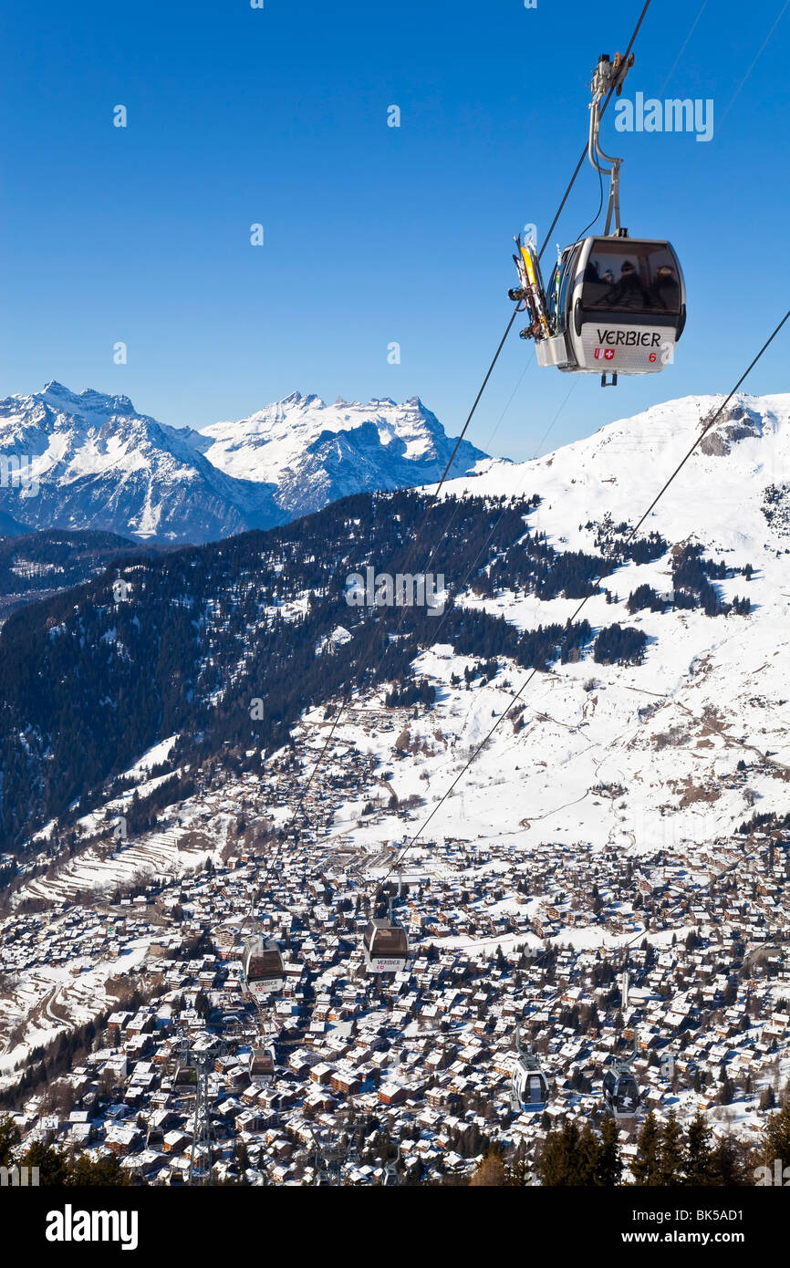 Verbier, Valais, Four Valleys region, Bernese Alps, Switzerland, Europe Stock Photo