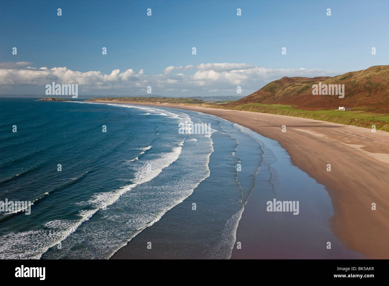 Rhossilli Bay, Gower Peninsula, Glamorgan, Wales, United Kingdom, Europe Stock Photo