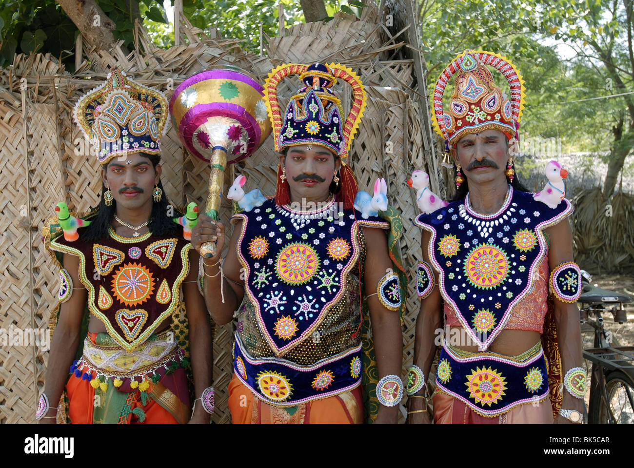 Folk artists performing in Dussehra festival, Kulasekarapattinam, Thoothukudi, Tamil Nadu, India
