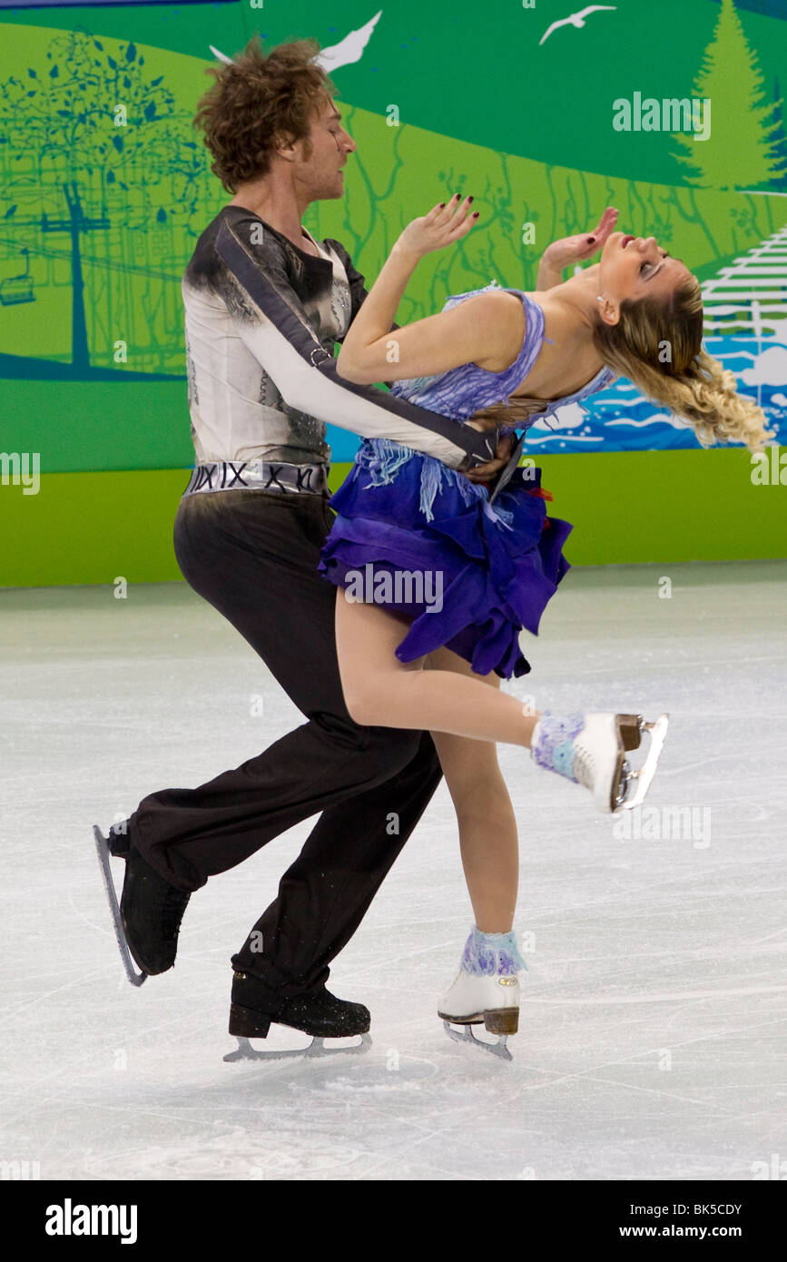Nathalie Pechalat and Fabian Bourzat (FRA)competing in the Figure Skating Ice Dance Original Dance at the 2010 Olympics Stock Photo