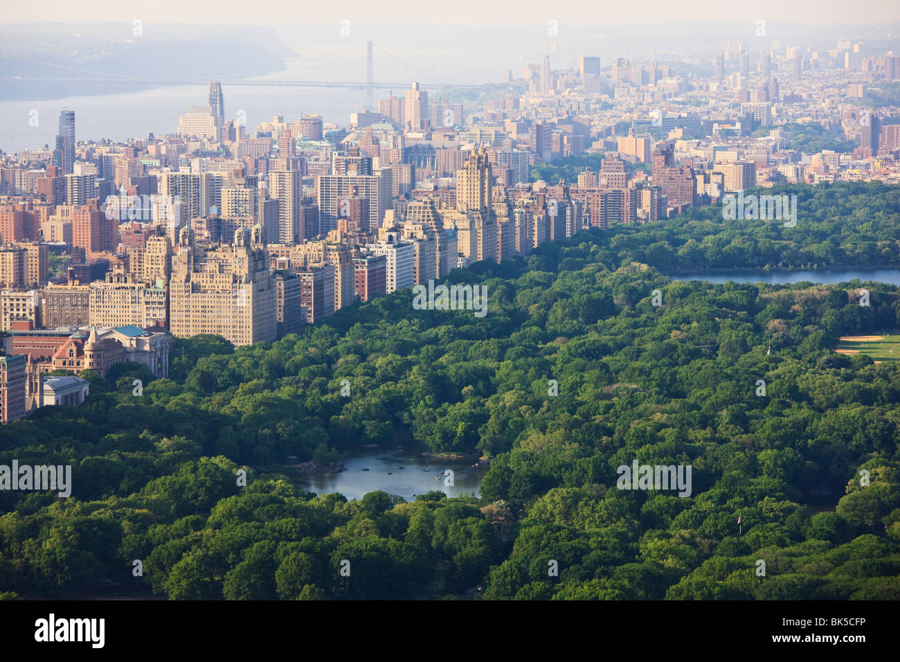 High angle view of Central Park and the Upper West Side, Manhattan, New York City, United States of America, North America Stock Photo