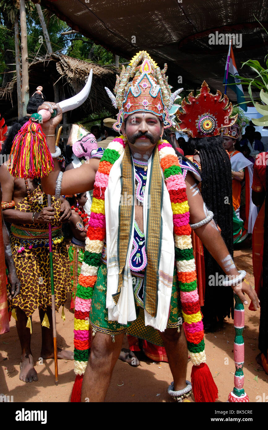 Folk Artists Performing In Dussehra Festival Kulasekarapattinam Stock 