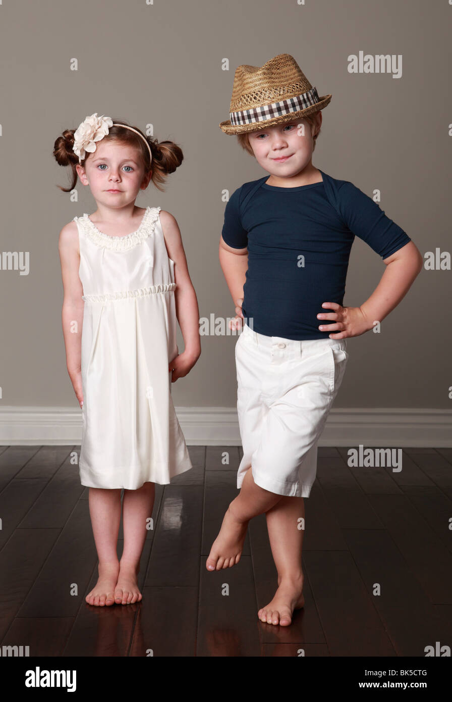 Young boy and girl Stock Photo