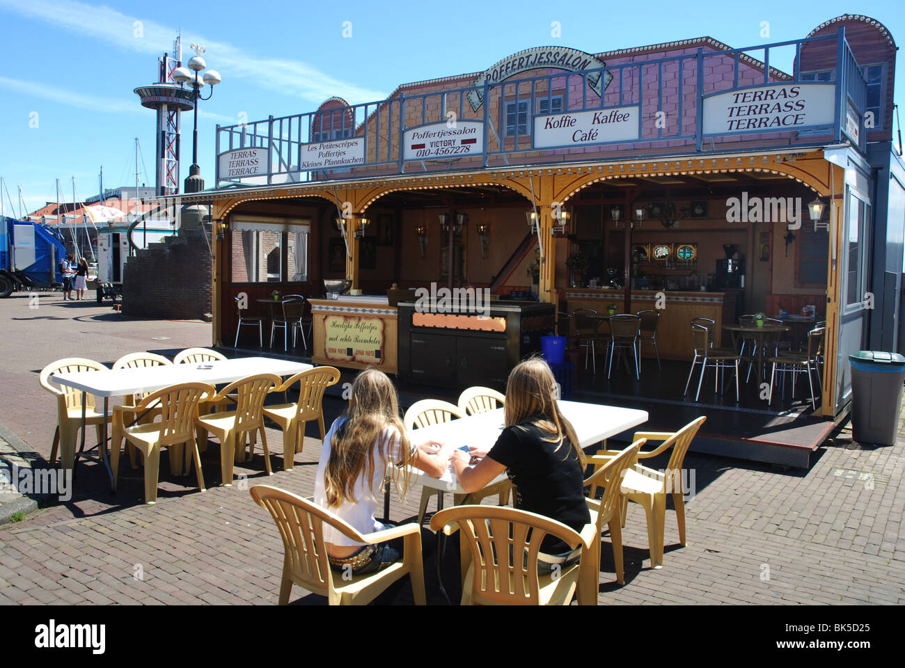 having a drink at nostalgic Poffertjessalon Vlissingen Netherlands Stock Photo