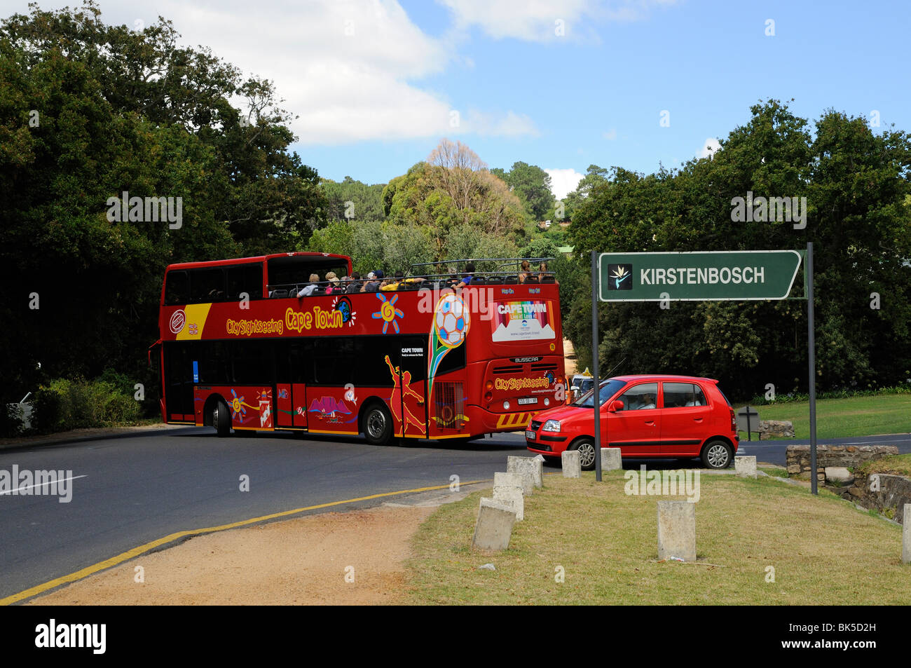 Hop on hop off tour bus at Kirstenbosch Botanic Gardens Cape Town South Africa Stock Photo