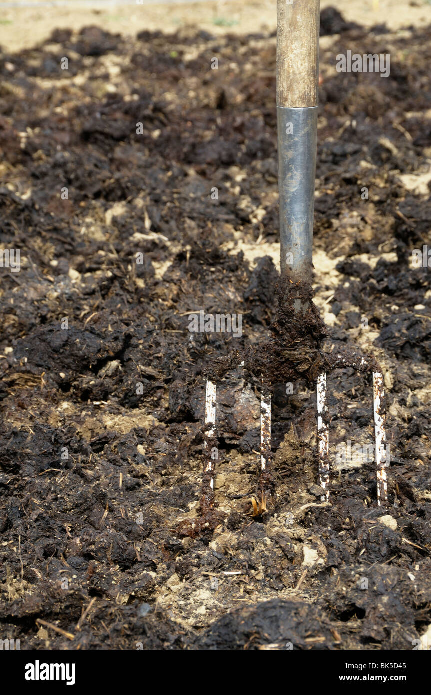 Stock Photo Of A Garden Fork In The Ground The Soil Is Spread