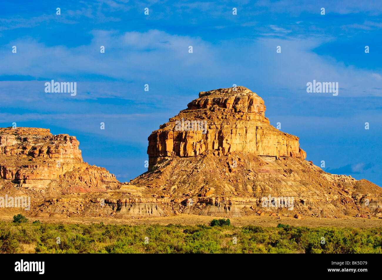 A sandstone butte in Chaco Culture National Historical Park scenery, New Mexico, United States of America, North America Stock Photo