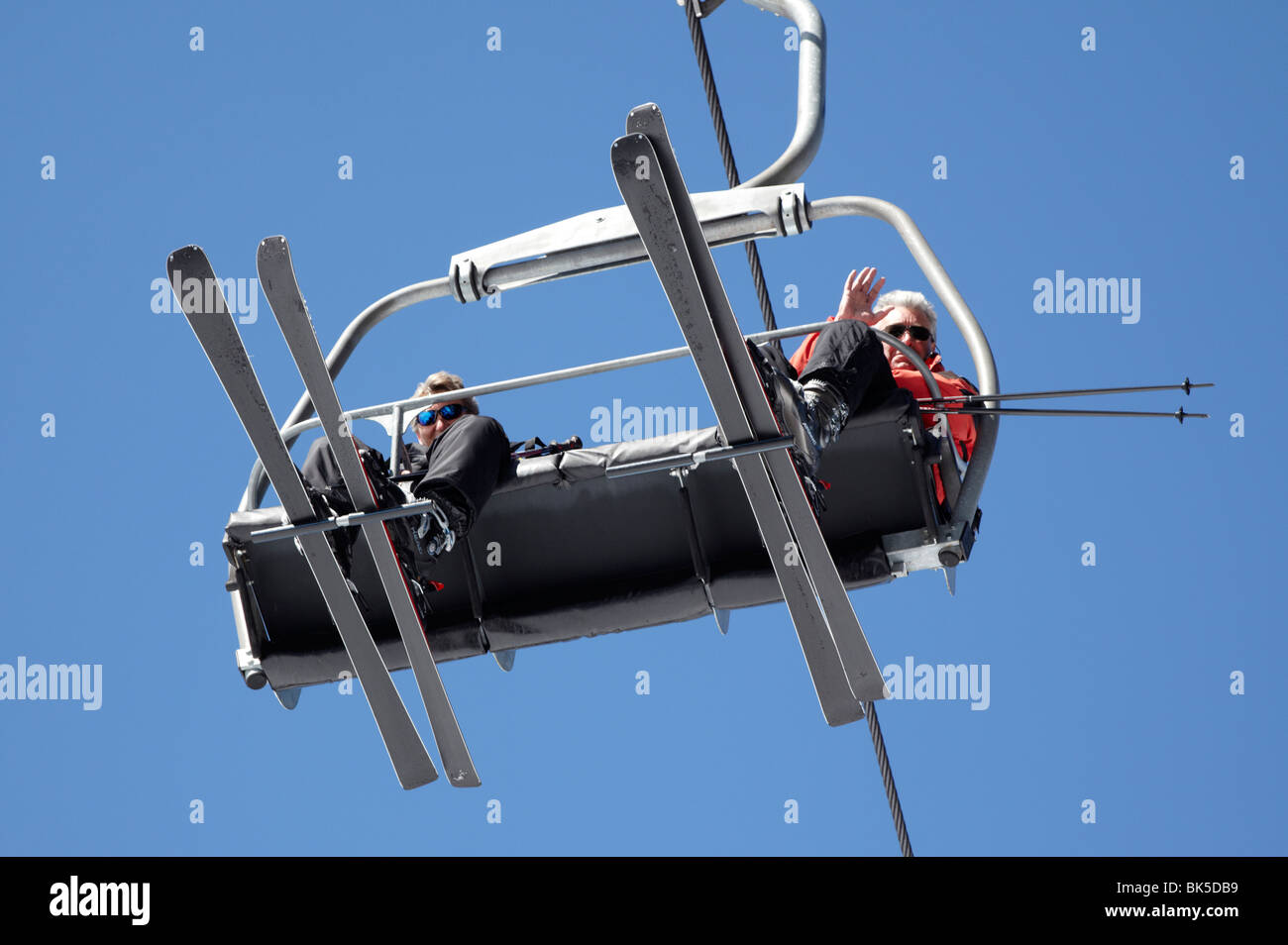 Skiers On A Ski  lift In  Corvara Dolomites Italy Europe Stock Photo