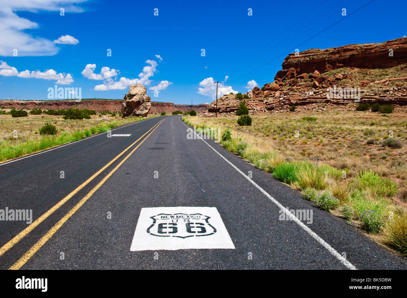 Road sign along historic Route 66, New Mexico, United States of America, North America Stock Photo