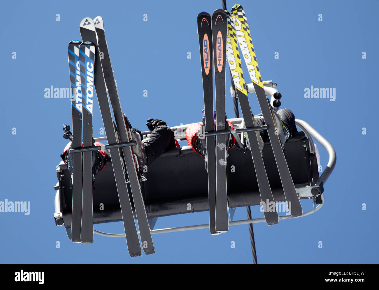 Skiers On A Ski  lift In  Corvara Dolomites Italy Europe Stock Photo