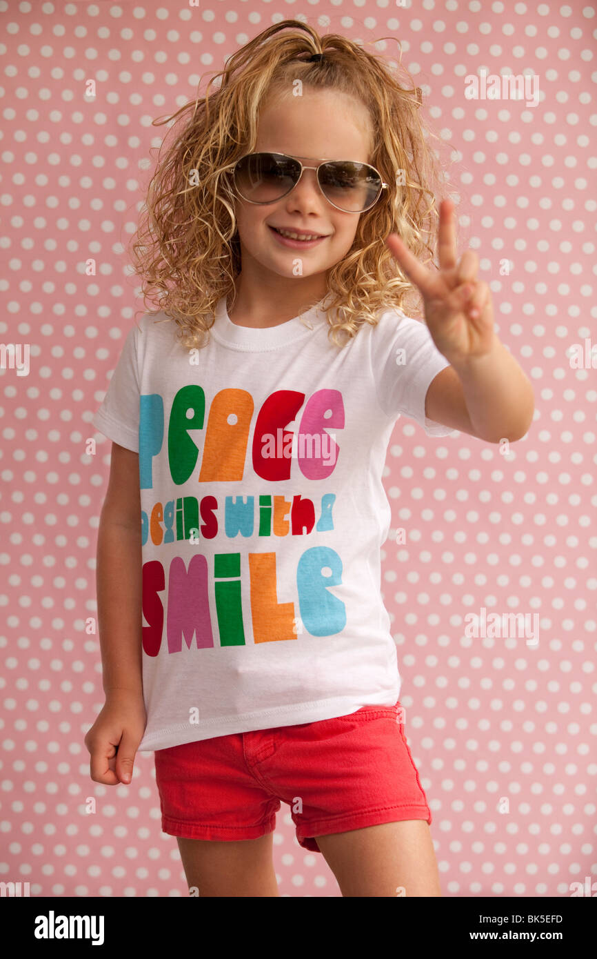 Young hippie child in sunglasses Stock Photo