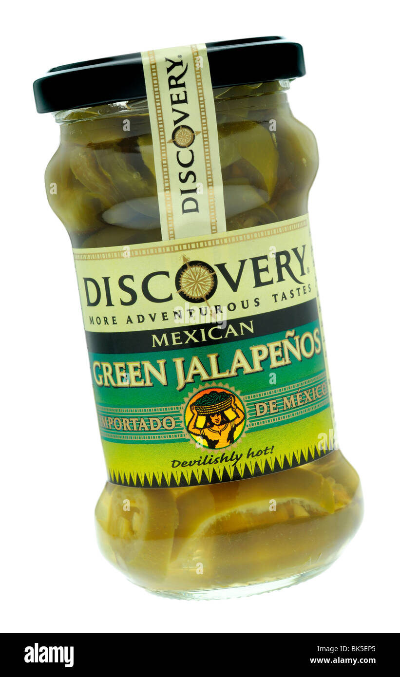 Jar of Green Jalapeños Stock Photo