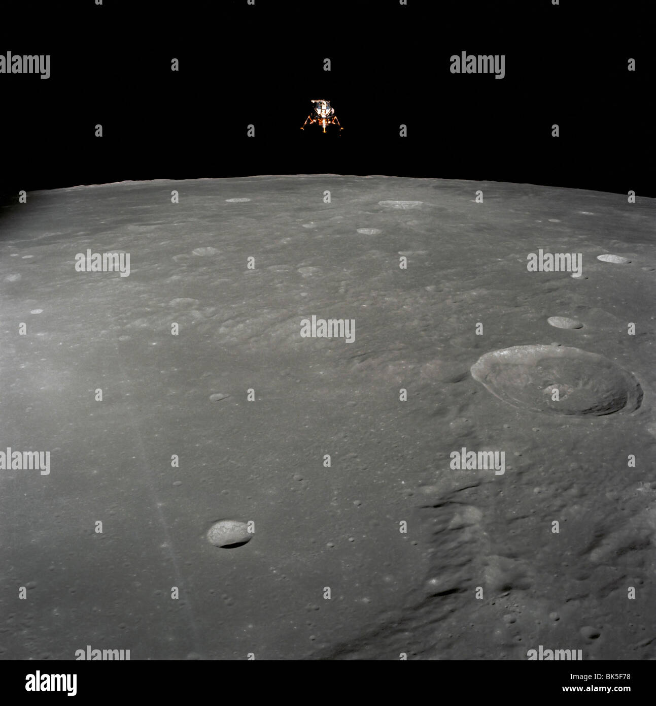 The Apollo 12 lunar module Intrepid is set in a lunar landing configuration Stock Photo